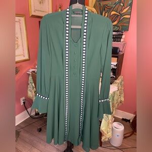 abbey glass green dress Abbey Glass Ashley Smocked Dress XS Bohemian Vine Green Floral, EUC